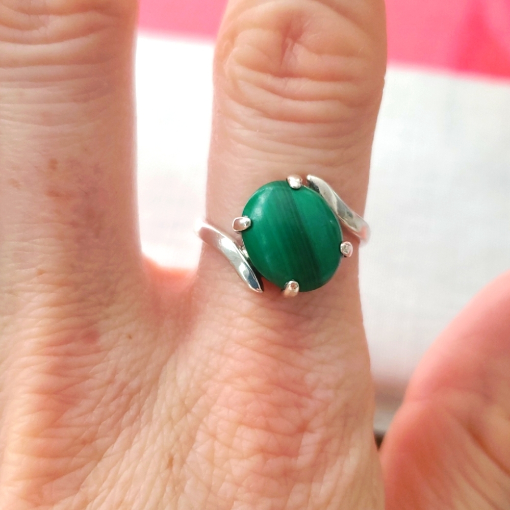 Sterling silver Malachite ring vintage